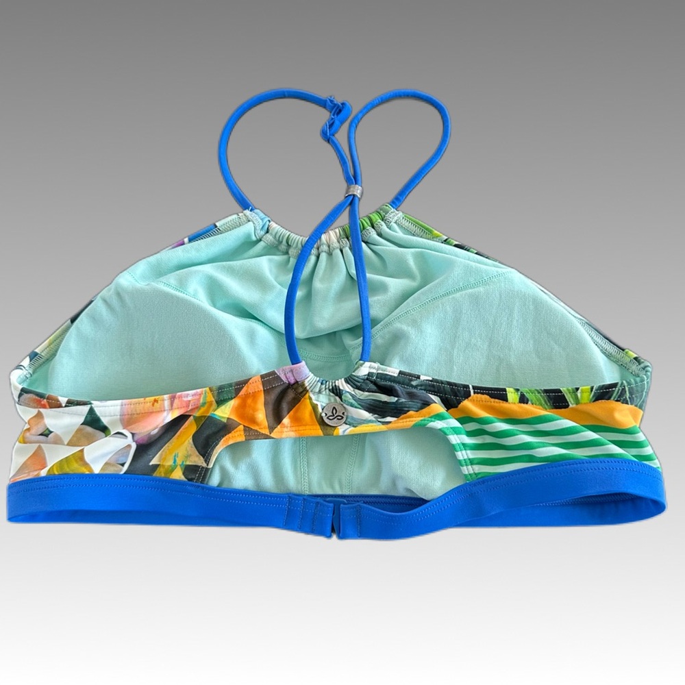 Prana Brina High Neck Bikini Top L Bluegrass | Halter Swimsuit Athletic - Picture 4 of 7
